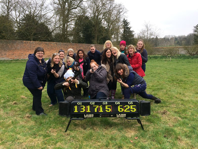 Yorkshire hen party laser clay shooting activity
